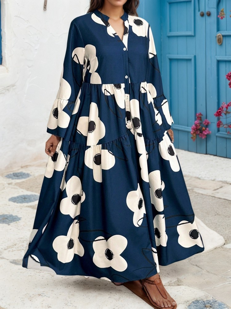 Abiti Taglie Forti XL-4XL per  - Midi Skirt Floral recensione e prezzo